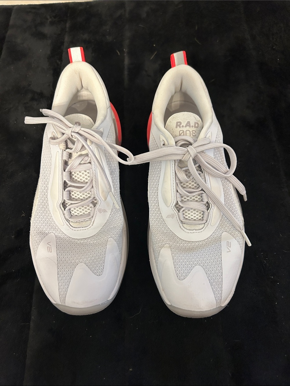Women’s White Athletic Sneakers with Red Heel Detail